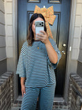 Marlowe Striped Top - blue & brown