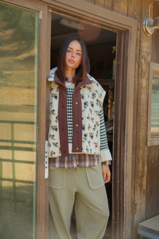 Floral Sherpa Vest